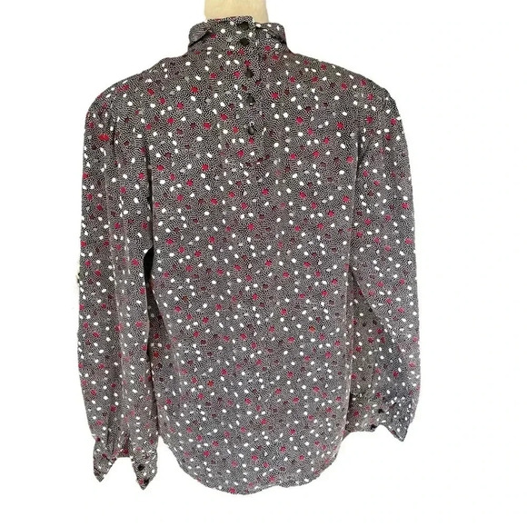 Oscar de la Renta Vintage Abstract Polka Dot Turtleneck Top Women Blouse Size 12 - Picture 3 of 7